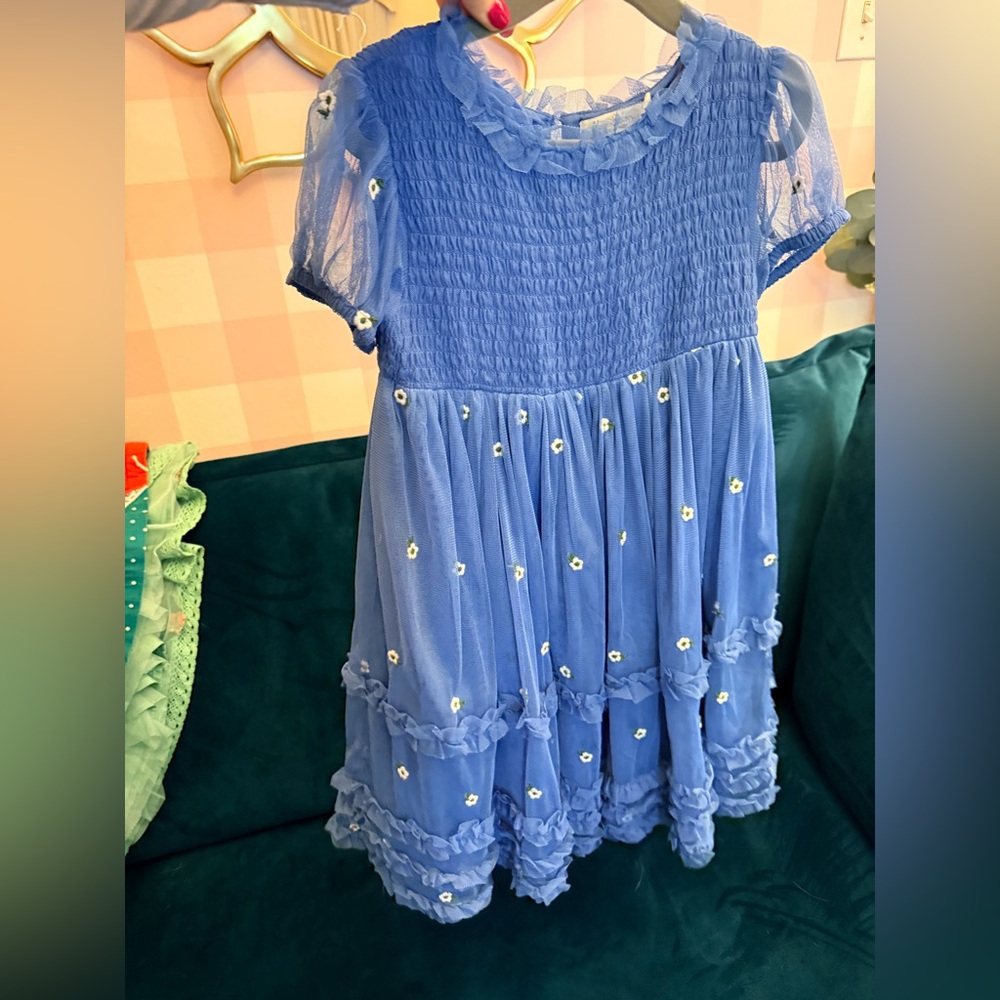 Mini Boden Blue Tulle dress, floral details